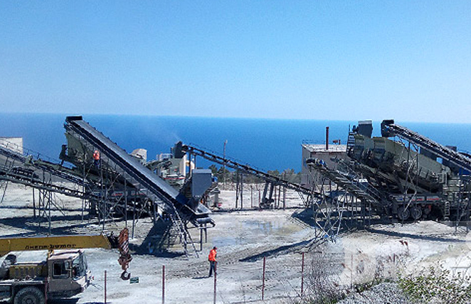 250T/H limestone mobile crushing processing project in Crimea, Russia